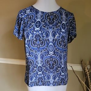 Talbots Blue Paisley Blouse Small